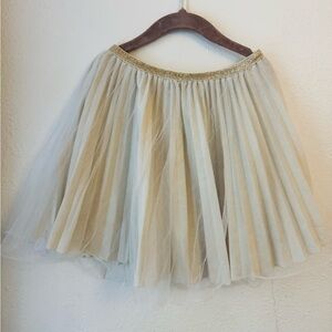 Elegant Zara Gold & Cream Pleated Tulle Skirt